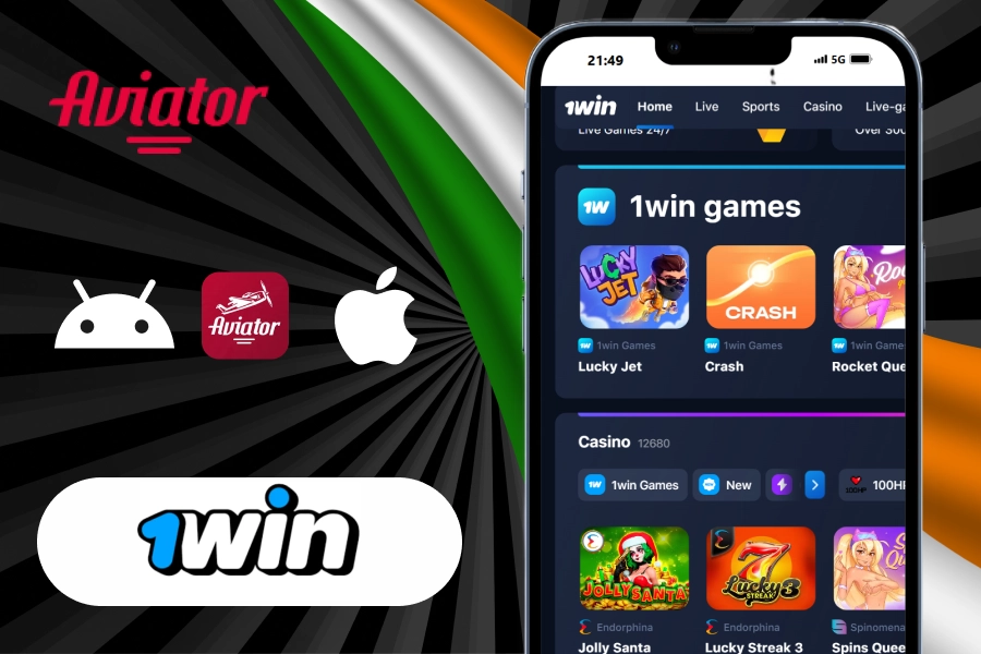 Phone screen and 1win logo
