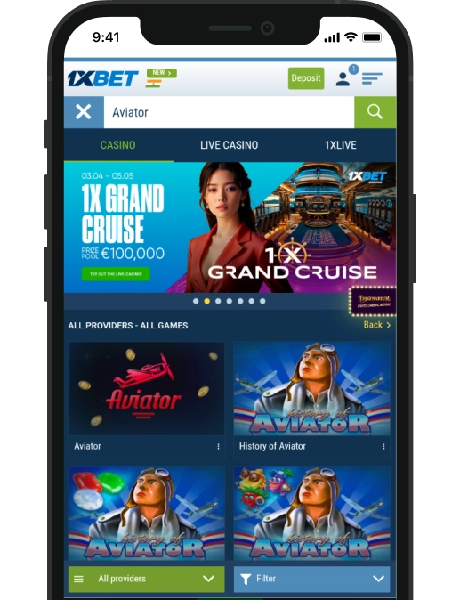 
On the phone screen, the 1xBet page and the Avitor game