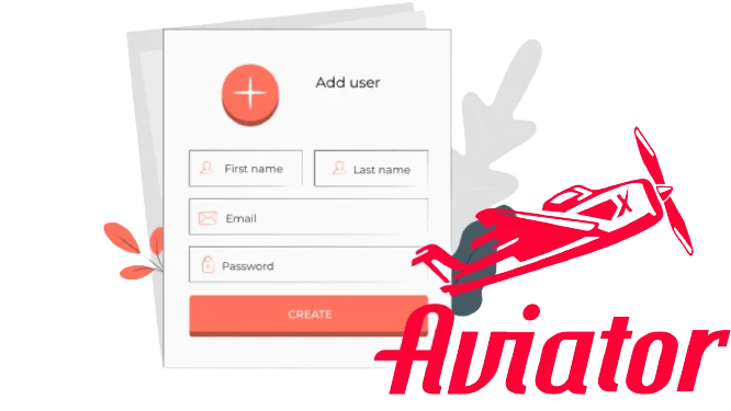 Aviator registration form on the website of casino with first/last name, email and password