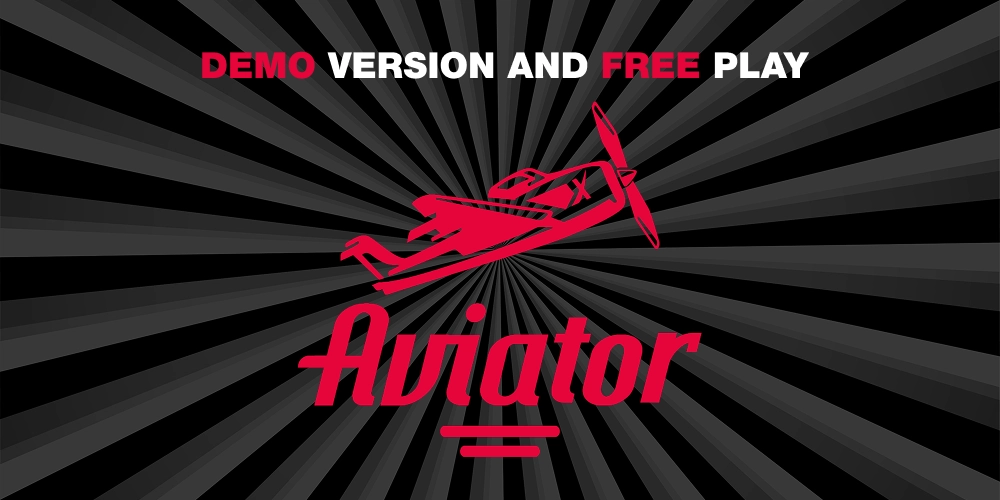 On a dark background, the Aviator game logo and the inscription "Demo Version and Free Play"
