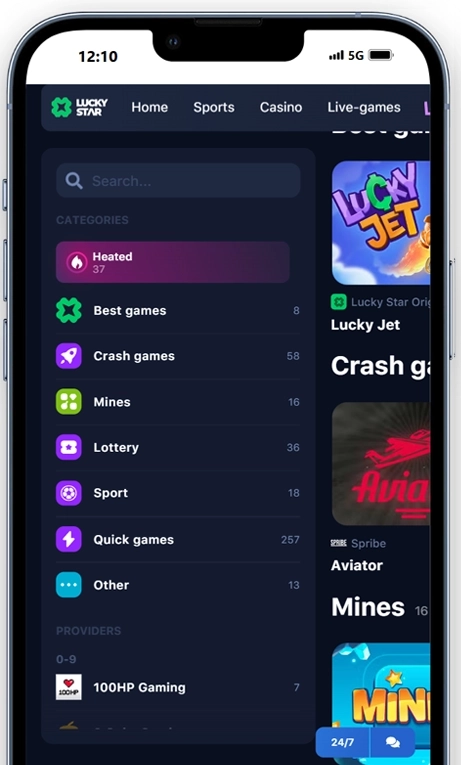 LuckyStar homepage interface