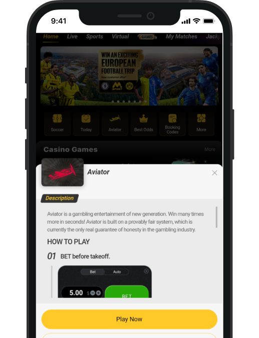 The phone screen shows the placement of the game Aviator on the MSport website