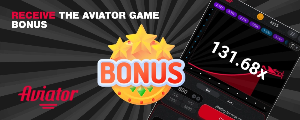 Aviator game screenshot, Aviator game logo, and bright Bonus inscription
