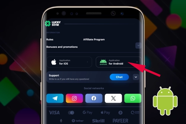 Phone screen with download buttons