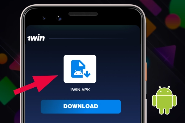 
The arrow points to the download button on the phone screen.