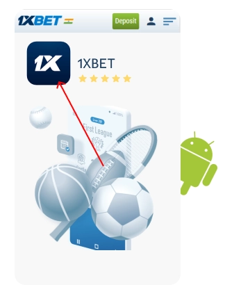 Phone screen with installed app 1xBET