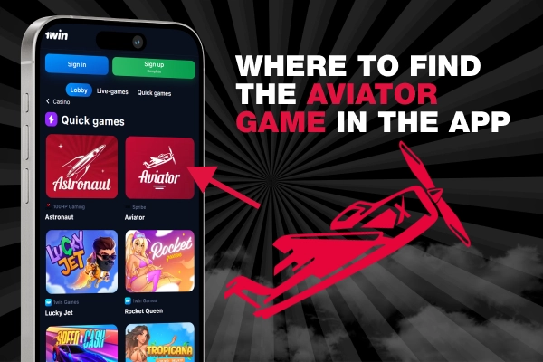 The arrow show where on the site you can find the game Aviator