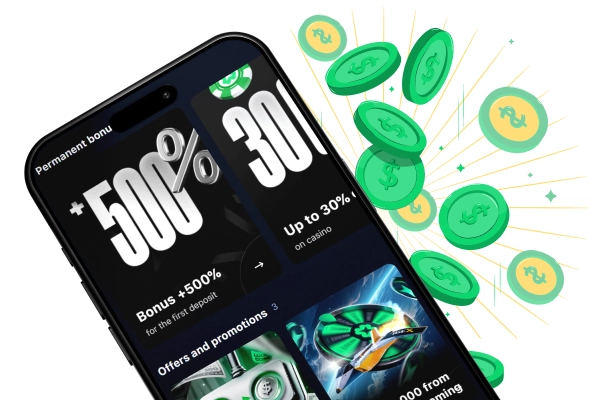 Bonuses are displayed on the phone screens