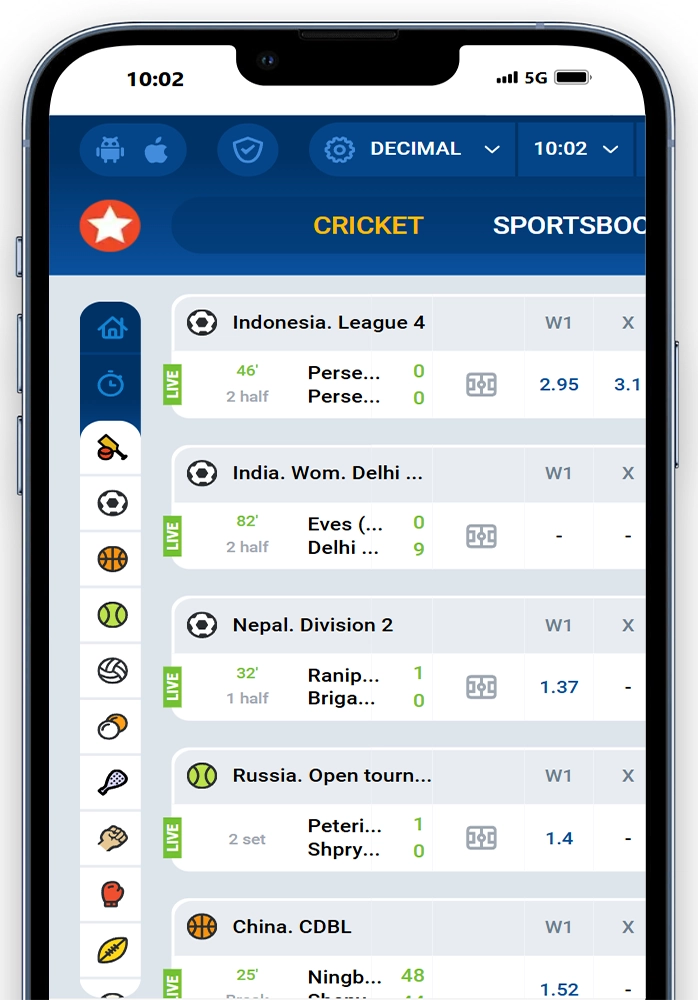 mostbet home page on phone screen

