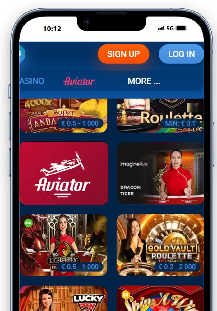 
screen on the phone with various games on the mostbet website