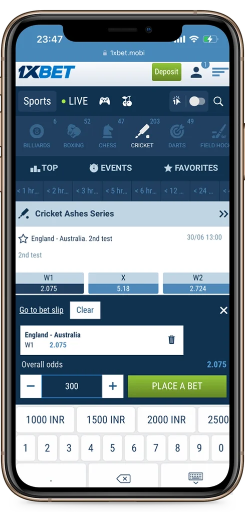 1xBet homepage interface