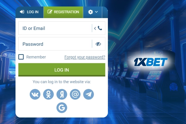1xBET LogIn screen