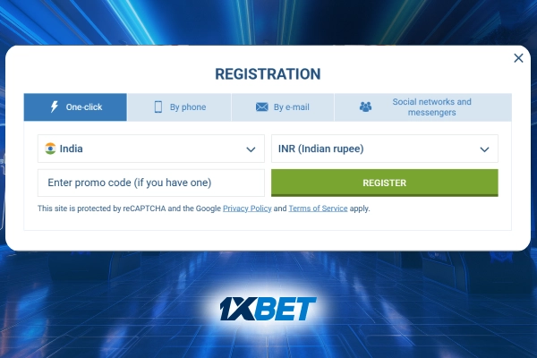 1xBET registration screen