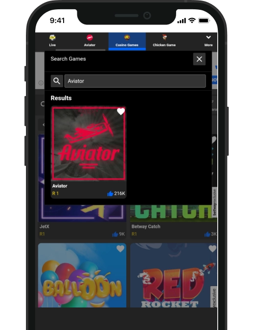 The Aviator game on Betway's website on the phone screen